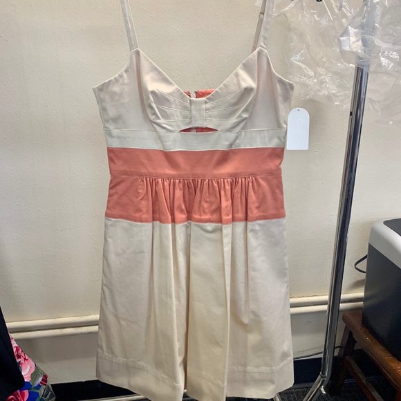 Coral & Beige/Blush Cotton Summer Dress (JS2P3659) - Picture 6 of 8